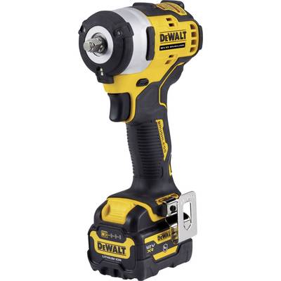 Visseuse sans fil jaune et noir avec poignée ergonomique et compartiment de batterie situé en bas, la marque 'DeWalt' bien visible sur l'appareil.