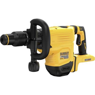 Un marteau de démolition sans fil jaune, sans balais, avec une poignée et une gâchette noires, conçu pour des travaux de démolition intensifs.