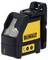 Un nivellement laser jaune avec un boîtier noir de la marque DeWalt. L'appareil possède des touches de commande sur l'avant.
