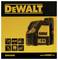 Appareil laser DeWALT DW088K emballé dans un boîtier jaune avec texte noir, comprenant des symboles de fonctions : autonivelant, piles 3xAA.
