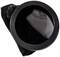 Filtre à charbon noir, rond, avec structure de réseau visible. Convient pour la purification de l'air ou l'absorption des odeurs dans des applications techniques.