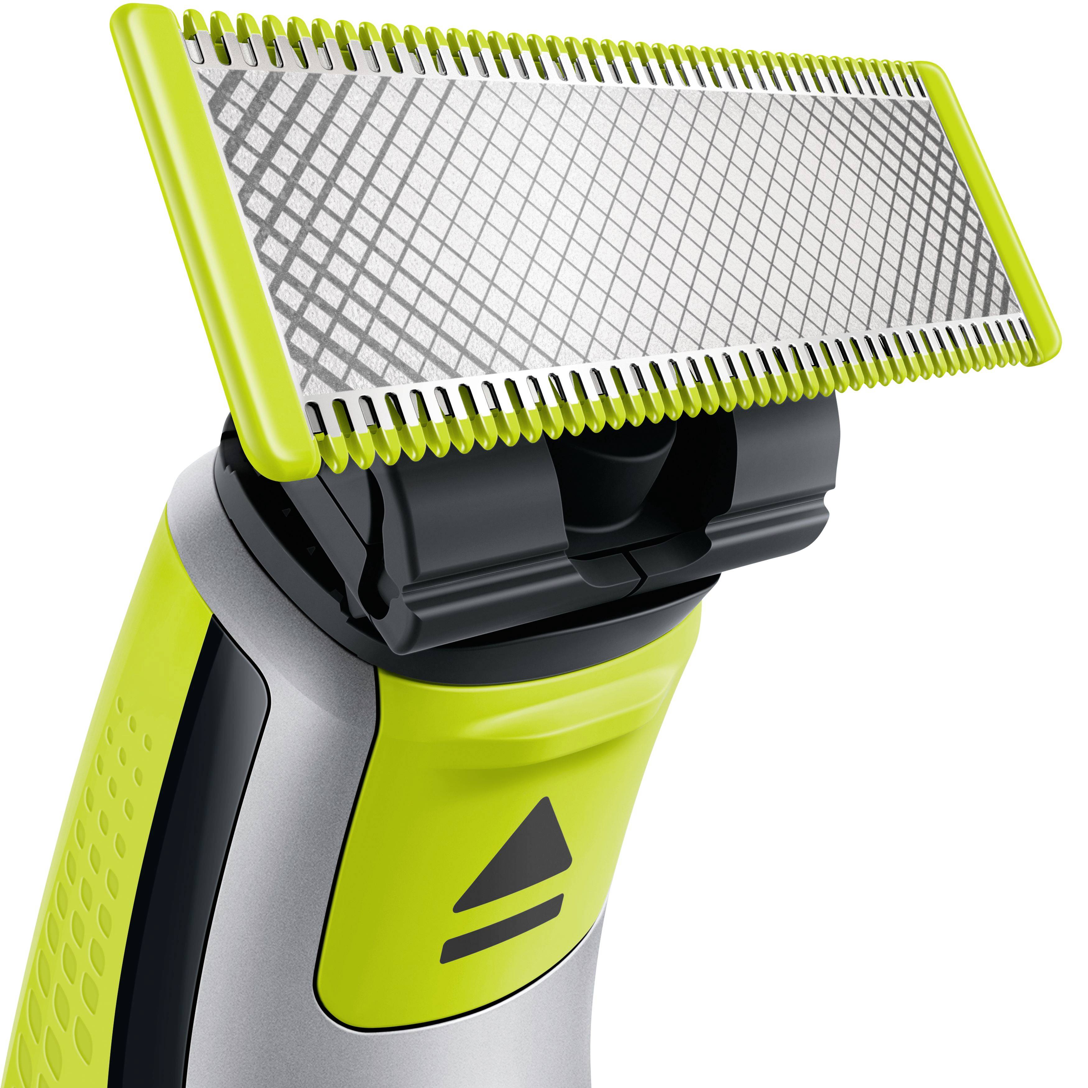 Un rasoir avec une poignée verte et une lame double face, adapté pour tailler et styliser la barbe et les cheveux.