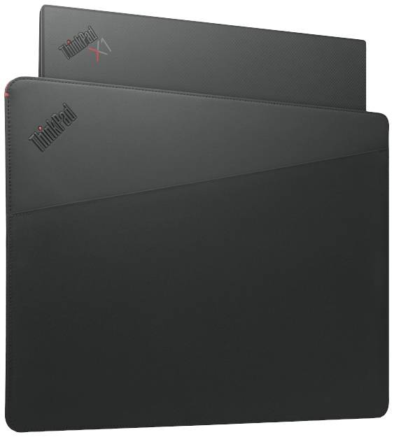 Housse d'ordinateur portable avec logo 'ThinkPad' en noir, design élégant, adaptée à un ordinateur portable fin.