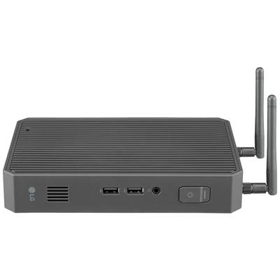 Un routeur noir, rectangulaire, avec deux antennes et différents ports à l'avant.