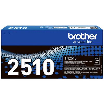 Cartouche de toner Brother TN2510, A4, 1200 pages, modèles d'imprimantes compatibles sur l'emballage, motif bleu.