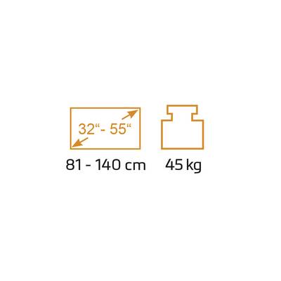 Dimensions : 81 - 140 cm ; Poids : 45 kg ; Taille d'écran : 32" - 55".