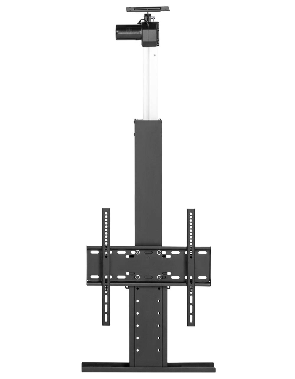 Un support TV réglable en hauteur en métal avec support pour téléviseurs à écran plat. Idéal pour les présentations et les conférences.