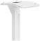Support métallique blanc avec une plateforme inclinée. Adapté pour la fixation d'appareils ou d'écrans. Design minimaliste.