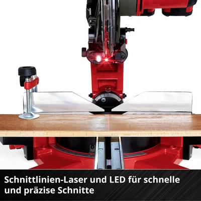 Une scie circulaire électrique avec laser de guidage et LED, permettant une coupe précise du bois.