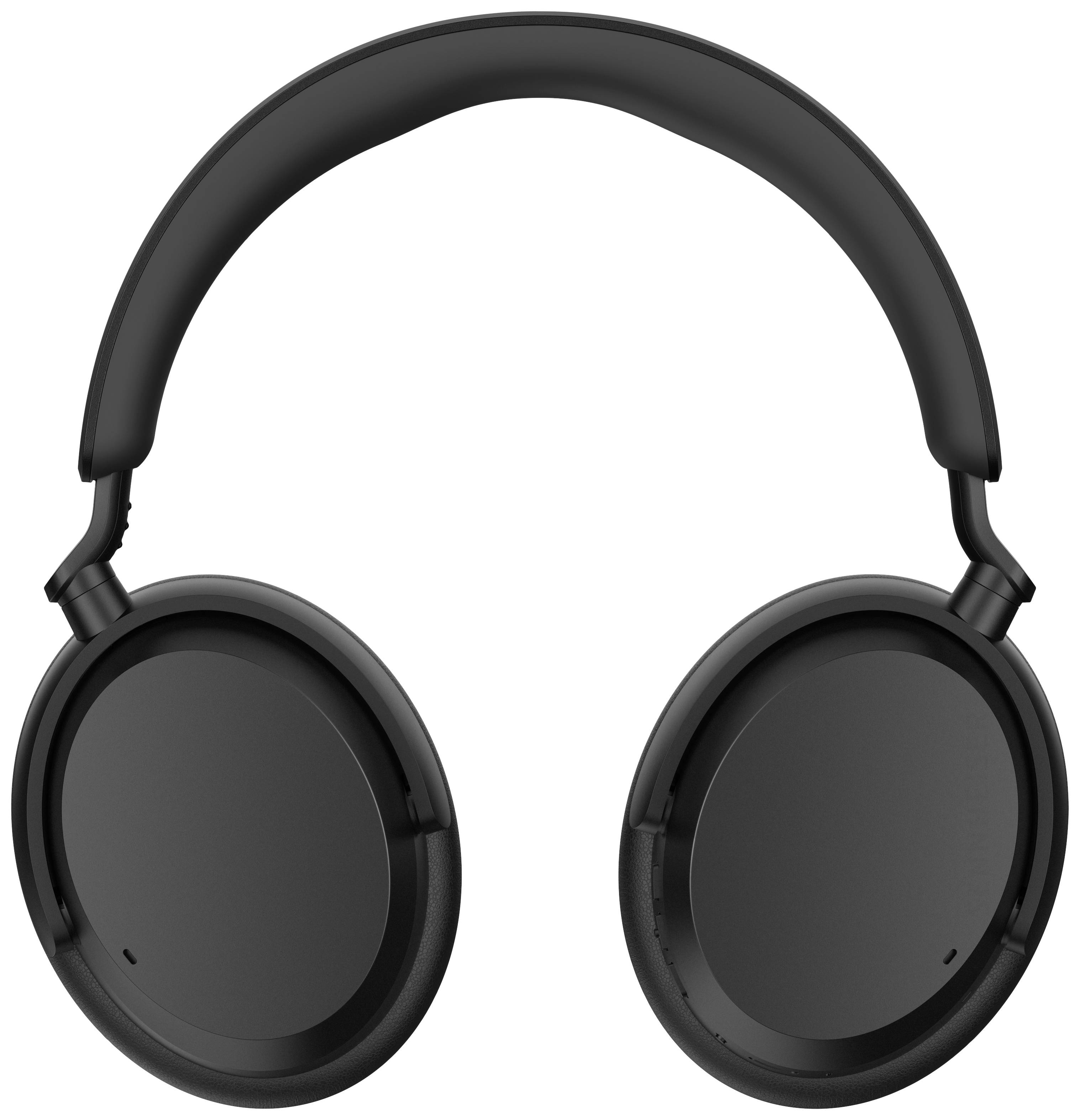 Un casque noir sans fil avec des coussinets d'oreille rembourrés et un arceau. Idéal pour profiter de la musique et écouter en déplacement.