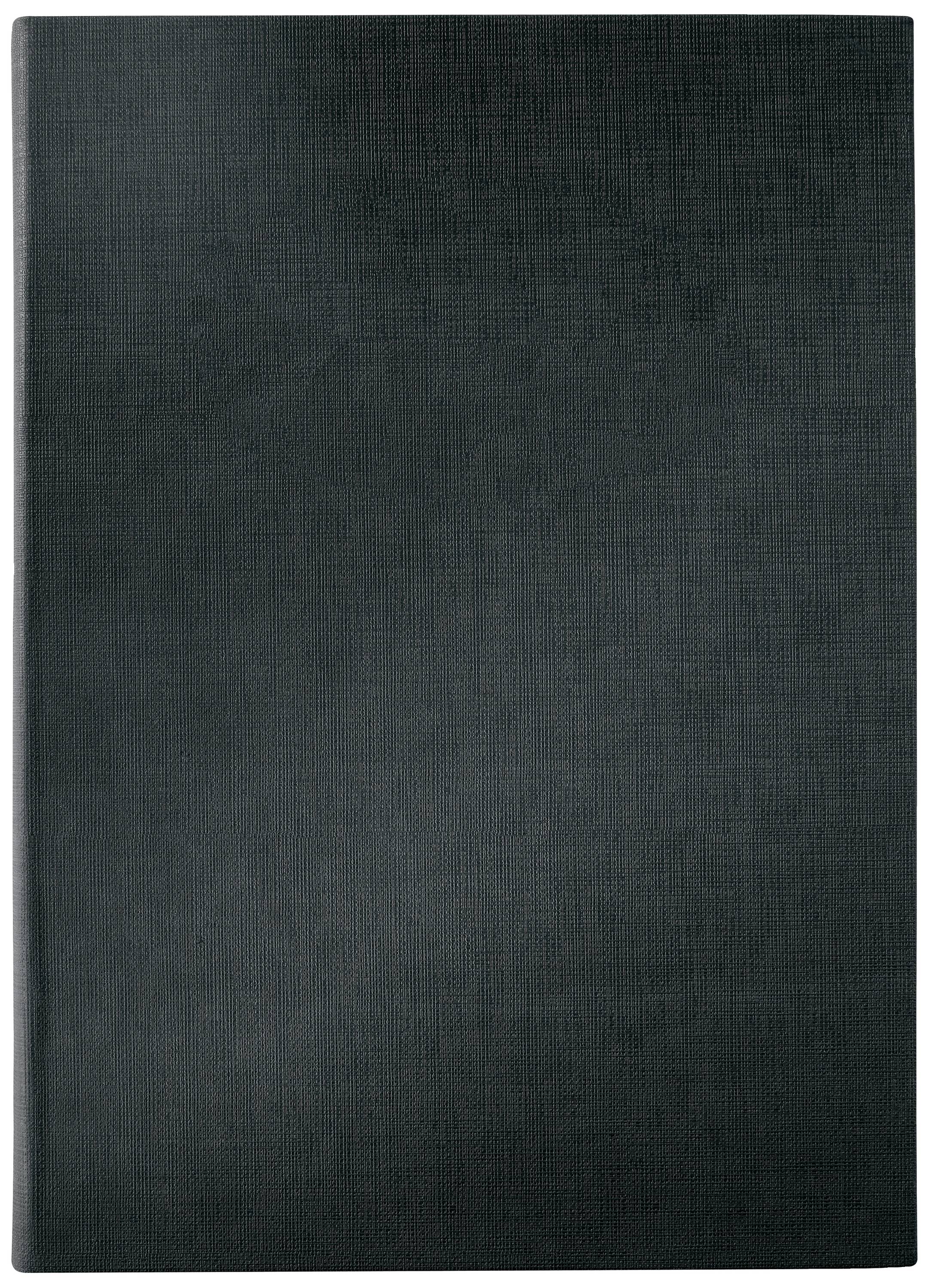Couverture de carnet noire, structurée, sans impression ni ornement.