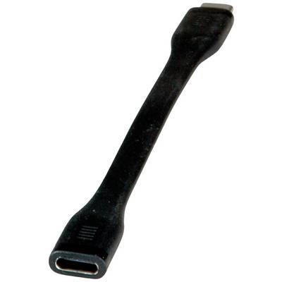 'Câble adaptateur USB-C noir, flexible, utilisable des deux côtés, pour transfert de données et charge, environ 6 pouces de long.'