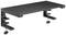 Étagère noire avec deux supports de fixation pour être attachée au bord d'une table. Adaptée pour créer plusieurs niveaux sur un espace de travail.