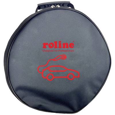 Sac noir rond avec impression rouge d'une silhouette de voiture et l'inscription « roline Conçu pour les Professionnels ».