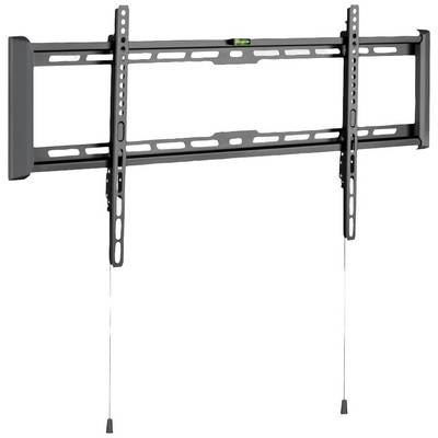 Support de montage pour téléviseur en métal noir robuste, équipé d'un niveau à bulle pour un alignement précis sur le mur.