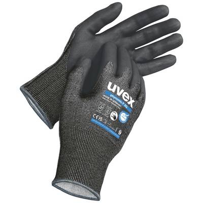 Deux gants de travail noirs avec marquage bleu 'uvex phynomic XG', adaptés pour la protection et la sécurité en milieu professionnel.