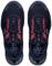 Chaussures de sport noires avec des accents rouges, vues de dessus, logo 'uvex' à gauche et 'Xper' sur la languette à droite. Symbole de recyclage sur les semelles intérieures.