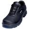 Chaussure de travail noire, robuste, avec semelle antidérapante et embout renforcé, adaptée aux environnements industriels.