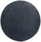 Ballon de fitness gris foncé avec surface textile et étiquette de marque discrète sur le côté. Adapté pour les exercices de fitness ou les applications de bureau.