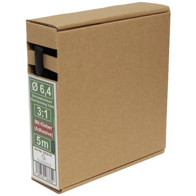 Une boîte en carton de gaine thermorétractable, Ø 6,4 mm, taux de rétraction 3:1, enduite de colle, longueur 5 m, de Quadrios.