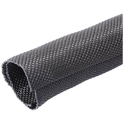 Tresse flexible en noir, robuste et maniable. Typiquement utilisée pour protéger et organiser les câbles.