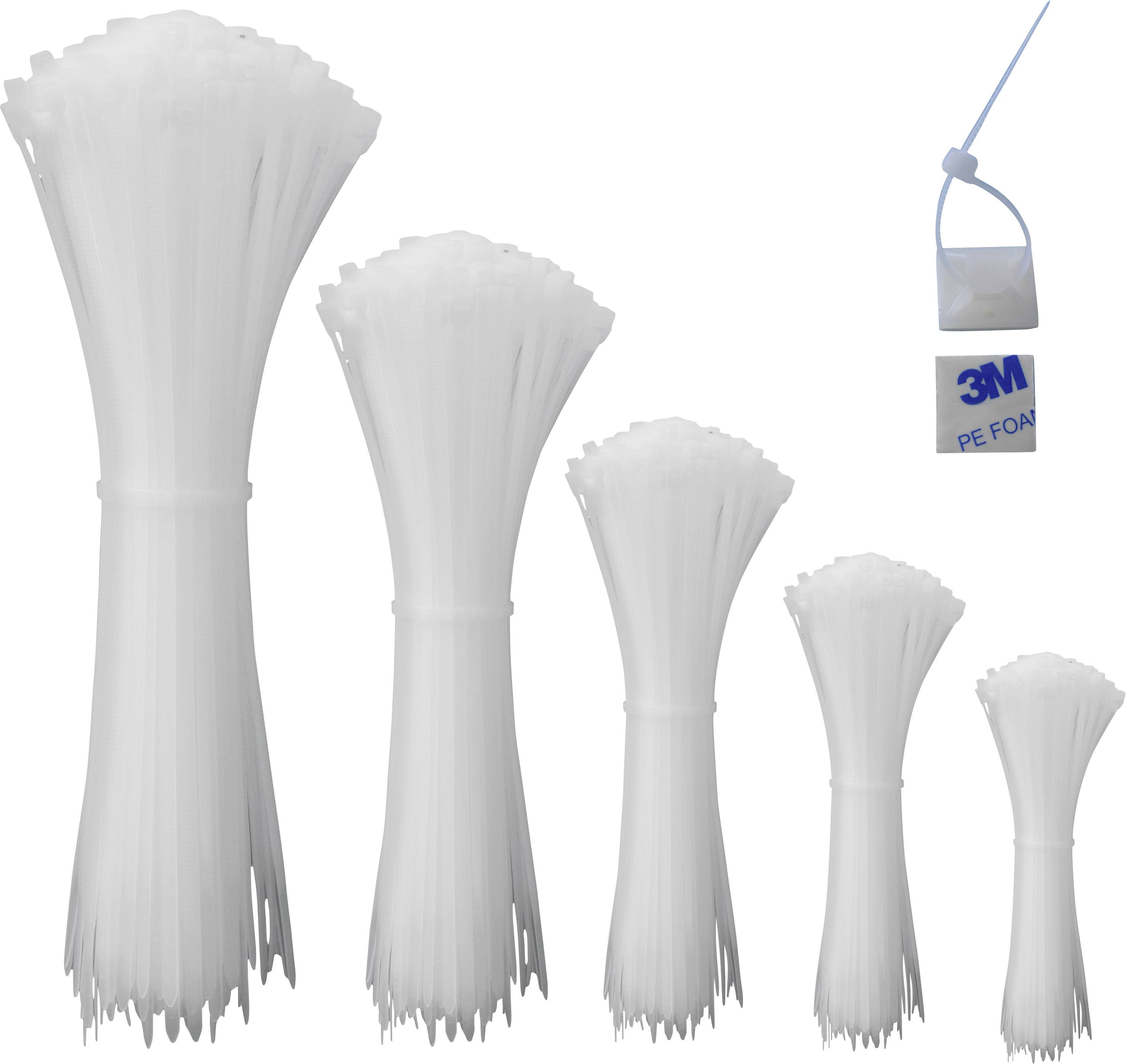 Quadrios 23CA241 UV-Proof Cable Ties White 520 pcs With Adhesive Base