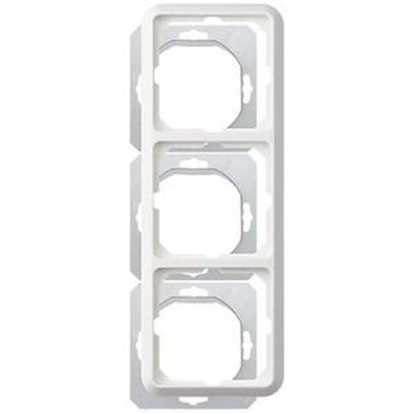 Cadre triple pour interrupteurs ou prises de courant, rectangulaire, blanc, avec coins arrondis, adapté pour un montage triple.