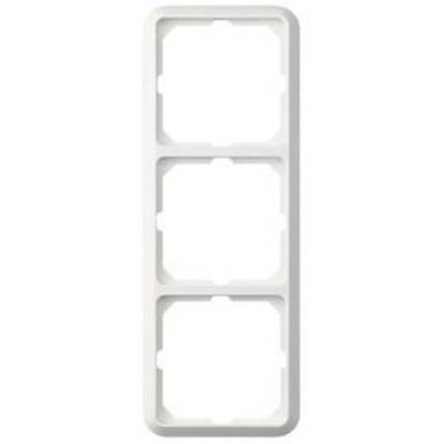 Cadre rectangulaire blanc avec trois découpes rectangulaires, probablement destinées à des interrupteurs ou des prises électriques.