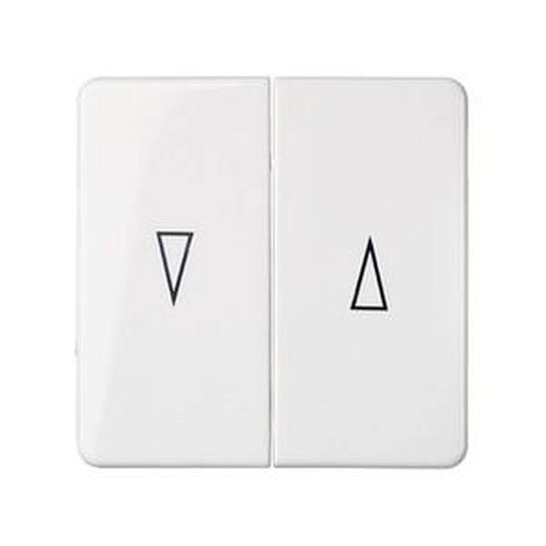 Deux interrupteurs blancs côte à côte, chacun avec un symbole triangulaire noir : celui de gauche pointant vers le bas, celui de droite pointant vers le haut.