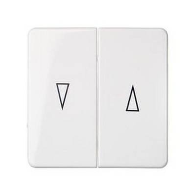 Deux interrupteurs blancs côte à côte, chacun avec un symbole triangulaire noir : celui de gauche pointant vers le bas, celui de droite pointant vers le haut.