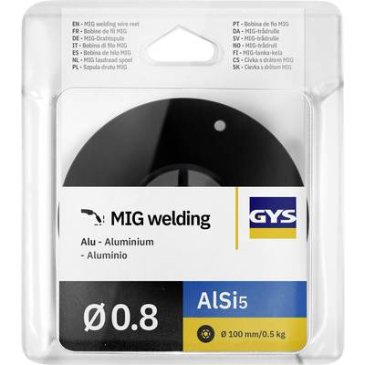 Paquet de fil de soudage MIG GYS pour aluminium, étiqueté « Alu - Aluminium » et « AlSi5 », diamètre 0,8 mm, 100 mm/0,5 kg.