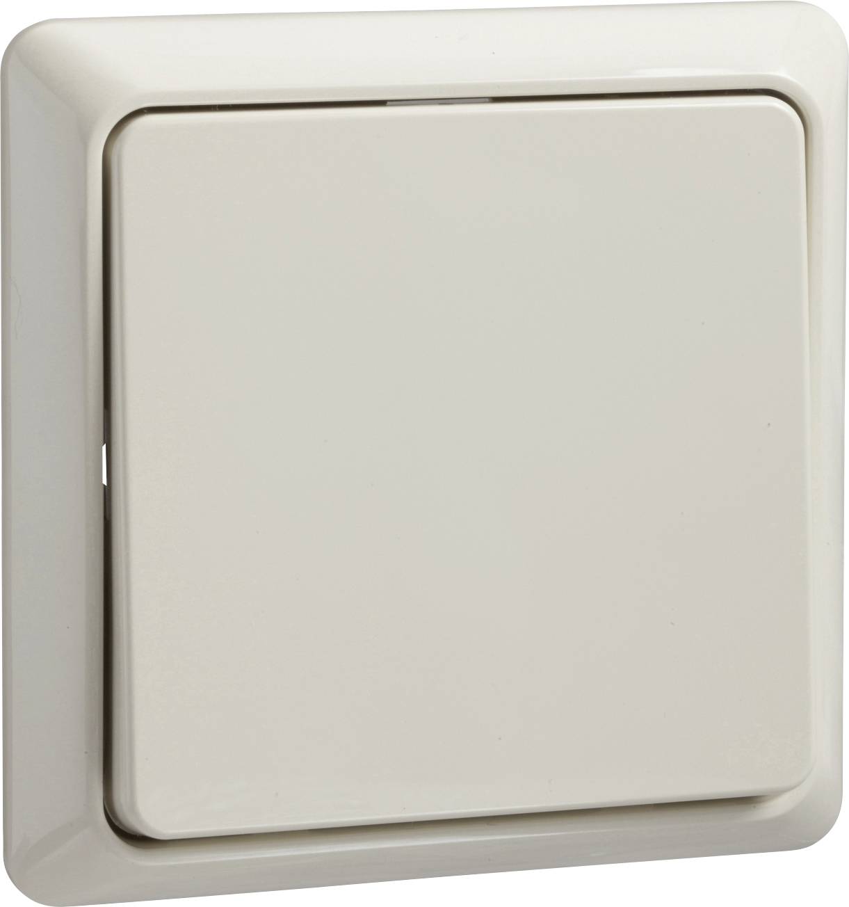 Interrupteur simple, beige, en gros plan sur un mur, design classique.