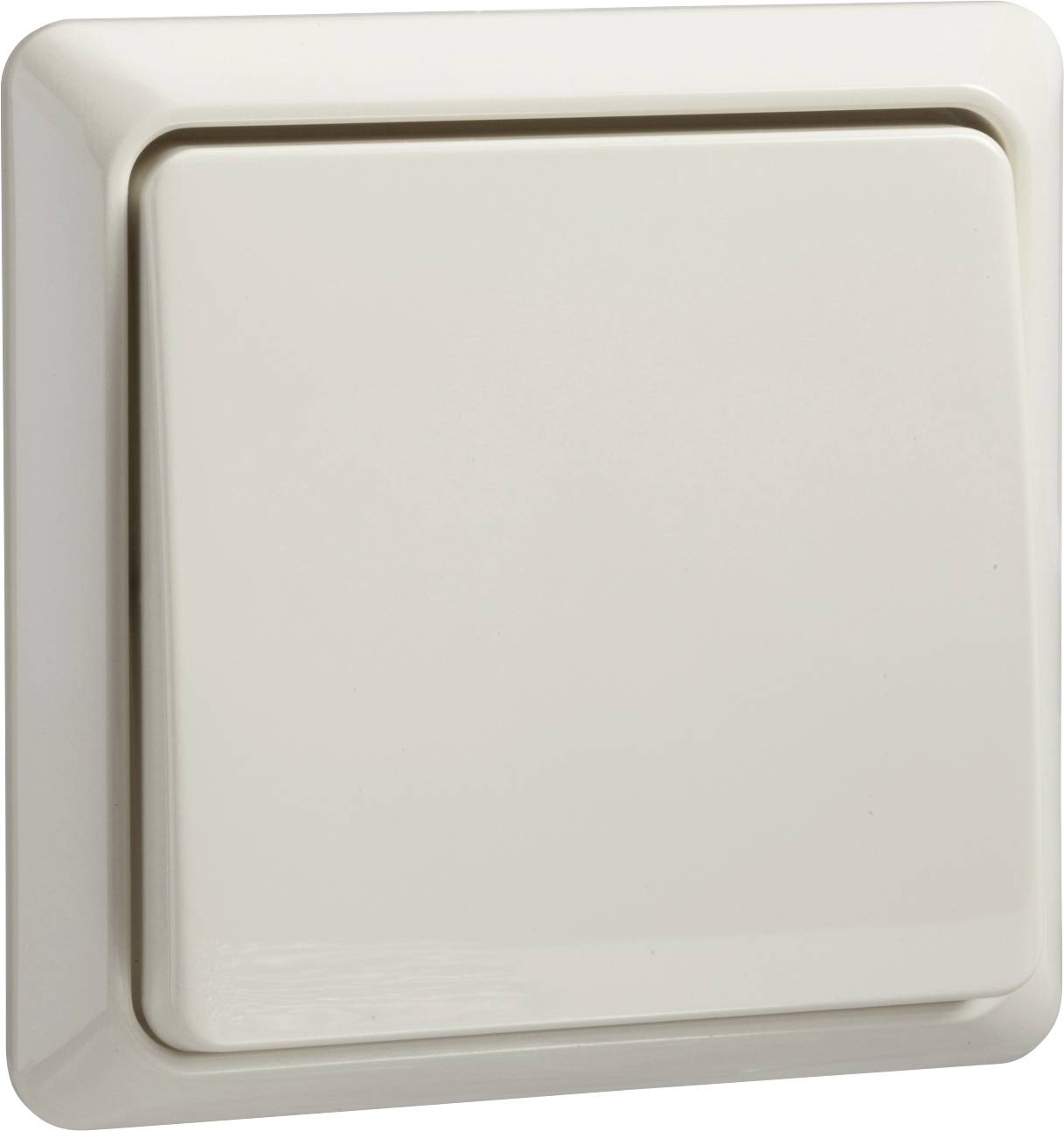 Un interrupteur blanc de forme carrée, monté sur un mur.