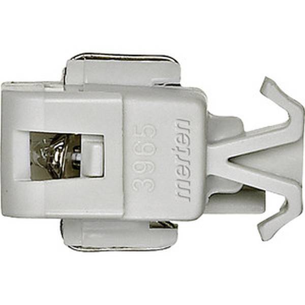 Module d'interrupteur électrique blanc avec connexions latérales, adapté pour l'installation dans les systèmes électriques des bâtiments.