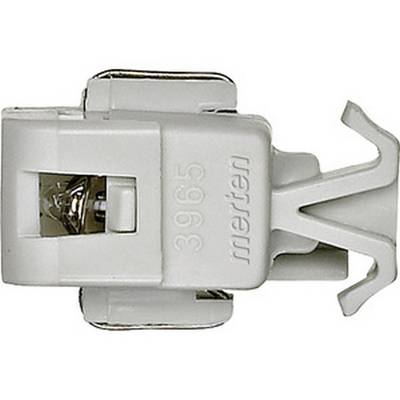 Module d'interrupteur électrique blanc avec connexions latérales, adapté pour l'installation dans les systèmes électriques des bâtiments.