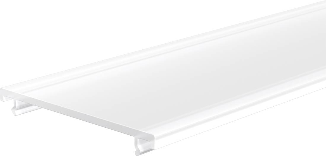 Feuille de toiture en polycarbonate blanc translucide avec canaux à double paroi et profil de bord à emboîtement, présentée en diagonale sur un fond blanc.