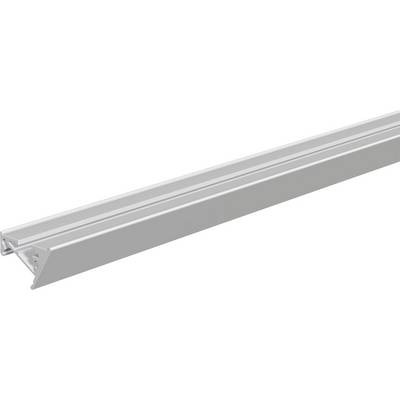 Luminaire linéaire long en aluminium avec un capot d'extrémité triangulaire, présenté dans une vue de produit sur fond blanc.