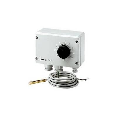 Appareil électrique blanc avec bouton rotatif et échelle de 0 à 30, montrant un régulateur de température avec câble et sonde de mesure.