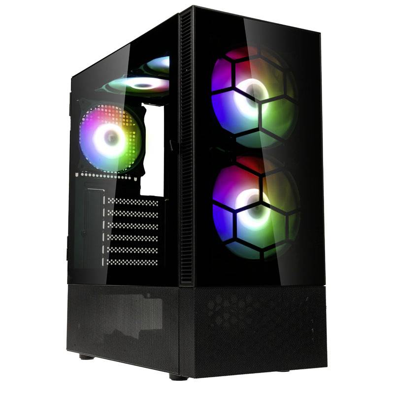 Tour midi Kolink Kolink Observatory MX Glass ARGB Midi Tower Case - Black Boîtier PC, Boîtier gaming noir