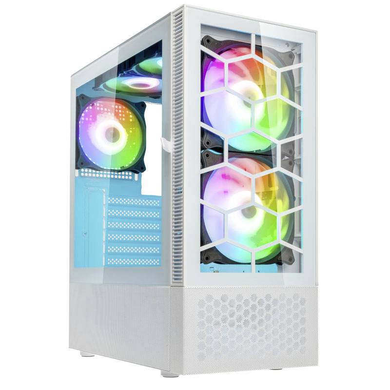 Tour midi Kolink Kolink Observatory MX Glass ARGB Midi Tower Case - White Boîtier, Boîtier gaming, Boîtier PC blanc