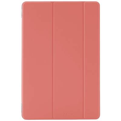 Un étui de tablette rouge avec trois lignes verticales pour la stabilisation ; design minimaliste.