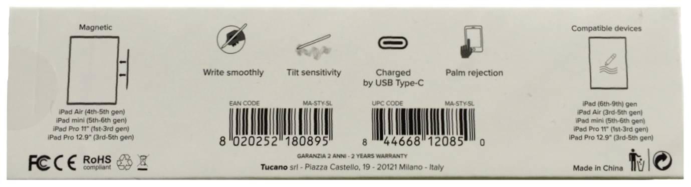 Tucano, Stylus, stylet pour tous les iPads, Argent-3