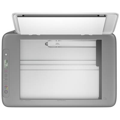 Un scanner à plat ouvert avec une surface intérieure blanche et des commandes sur le côté gauche, prêt à numériser des documents.