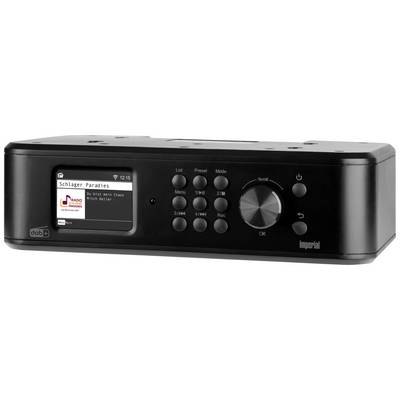 Radio DAB+ noir avec écran. Sur l'écran, on peut lire 'Schlager Paradies'. Plusieurs boutons de commande sont situés à gauche de l'écran.