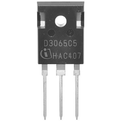 Un transistor noir portant l'inscription 'D3065C5 HAC407' avec trois broches métalliques en bas, couramment utilisé dans les circuits électroniques.