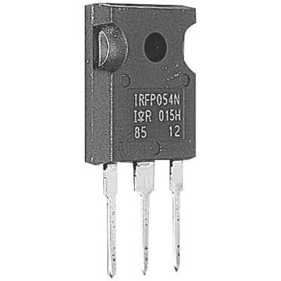 Transistor 'IRFP054N', boîtier noir avec trois bornes métalliques, adapté pour les circuits électroniques et les applications.