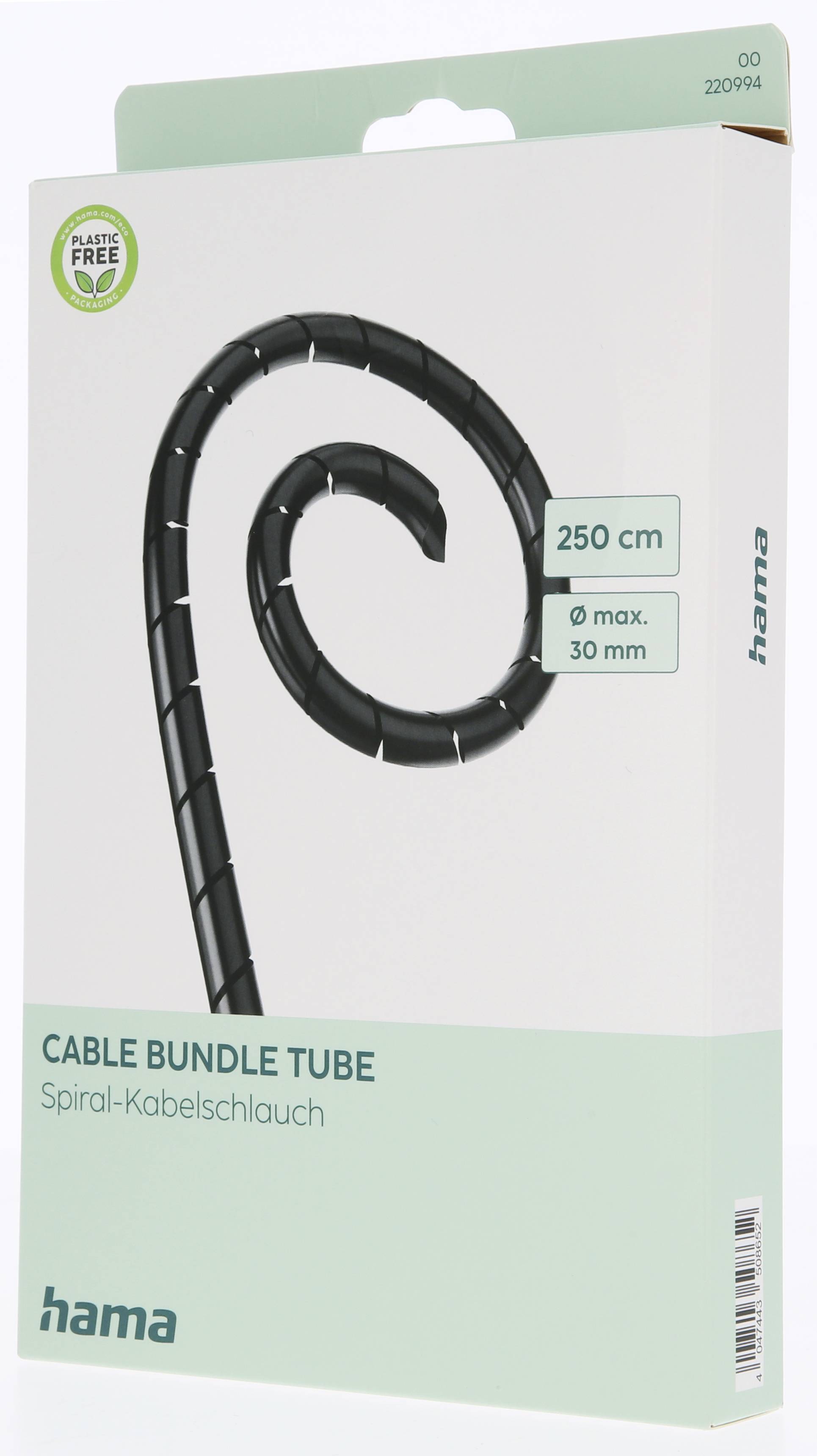Gaine spirale pour câbles Hama, longueur 250 cm, diamètre 30 mm, sans plastique.