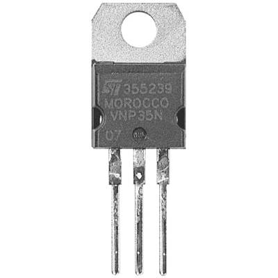 Un transistor tripatte portant l'inscription « VNP35N » avec les informations du fabricant, probablement utilisé dans des circuits électroniques.