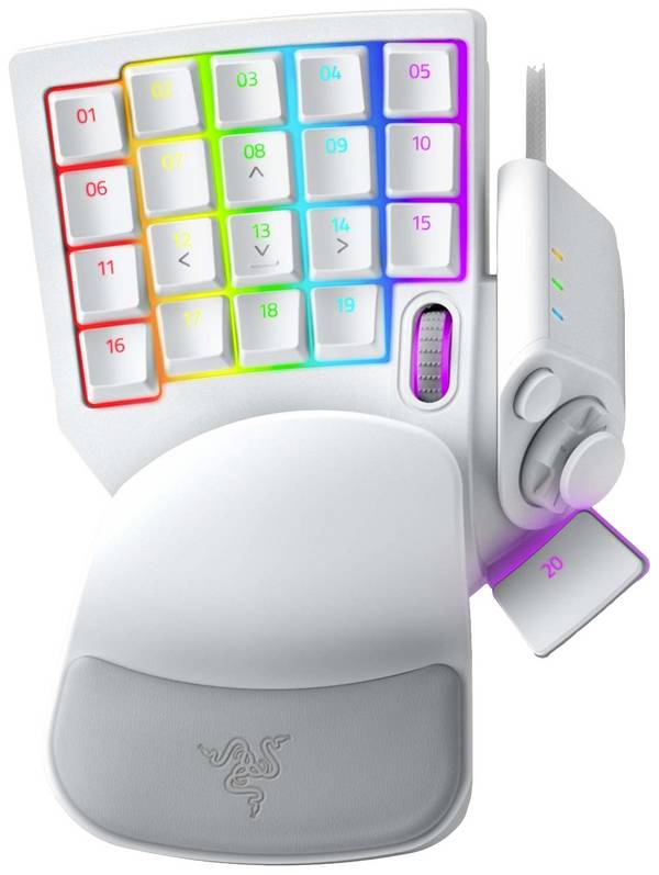 RAZER Tartarus Pro Mercury USB Clavier de gaming allemand, QWERTZ blanc éclairé, ergonomique, repose-poignet