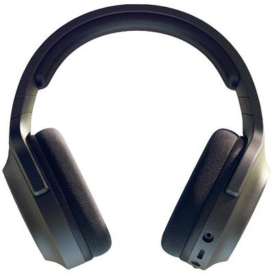 Casque audio noir circumaural avec coussinets d'oreille rembourrés et une connexion USB sur l'un des écouteurs.